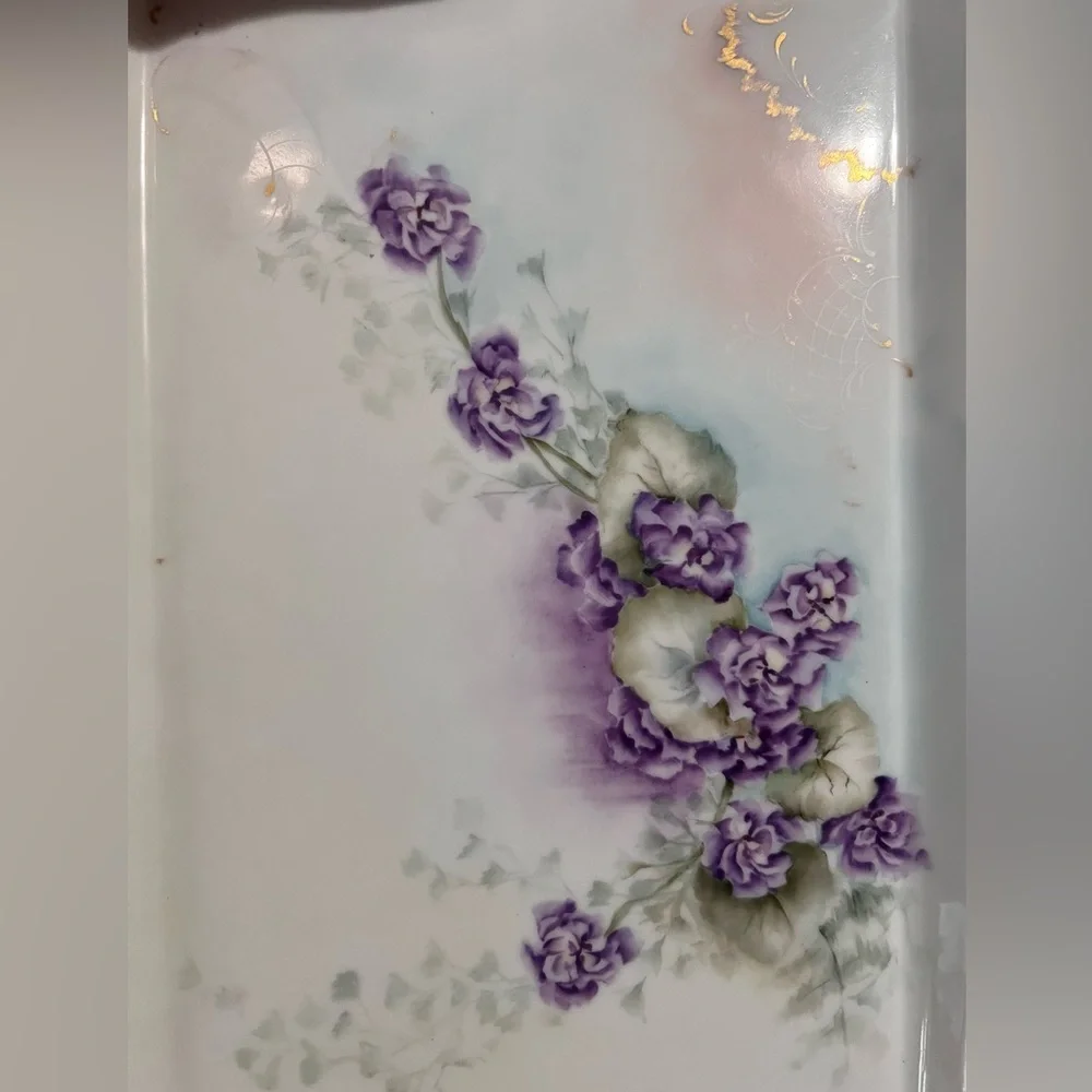 Vintage LIMOGES perfume tray hand painted gold trimmed